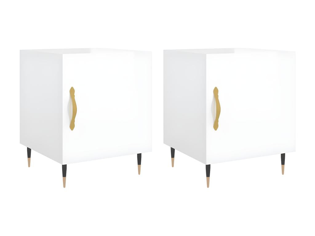 2-piece bedside tables, glossy white, 40x40x50 cm, OBOK07339