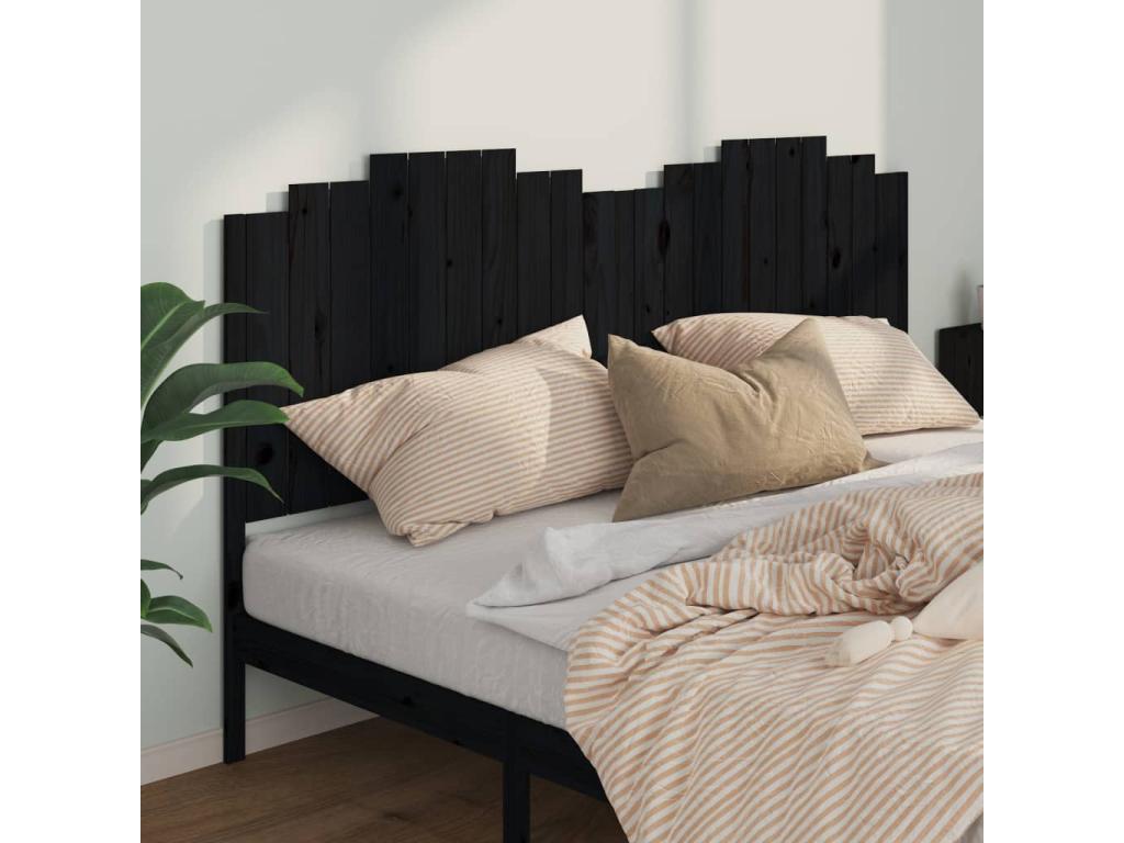 Black Headboard 206x4x110 cm Solid Pine Wood FYEA70831