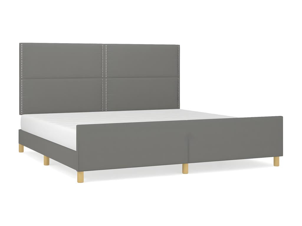 Dark grey bed frame without mattress, 200x200 cm, fabric JXWC19216