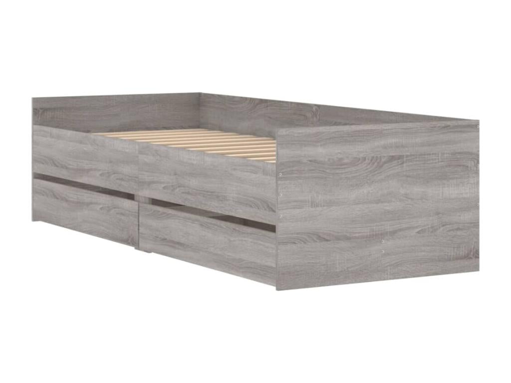 Chicyla bed frame with drawers, grey, 100x200 cm, TCQV83216