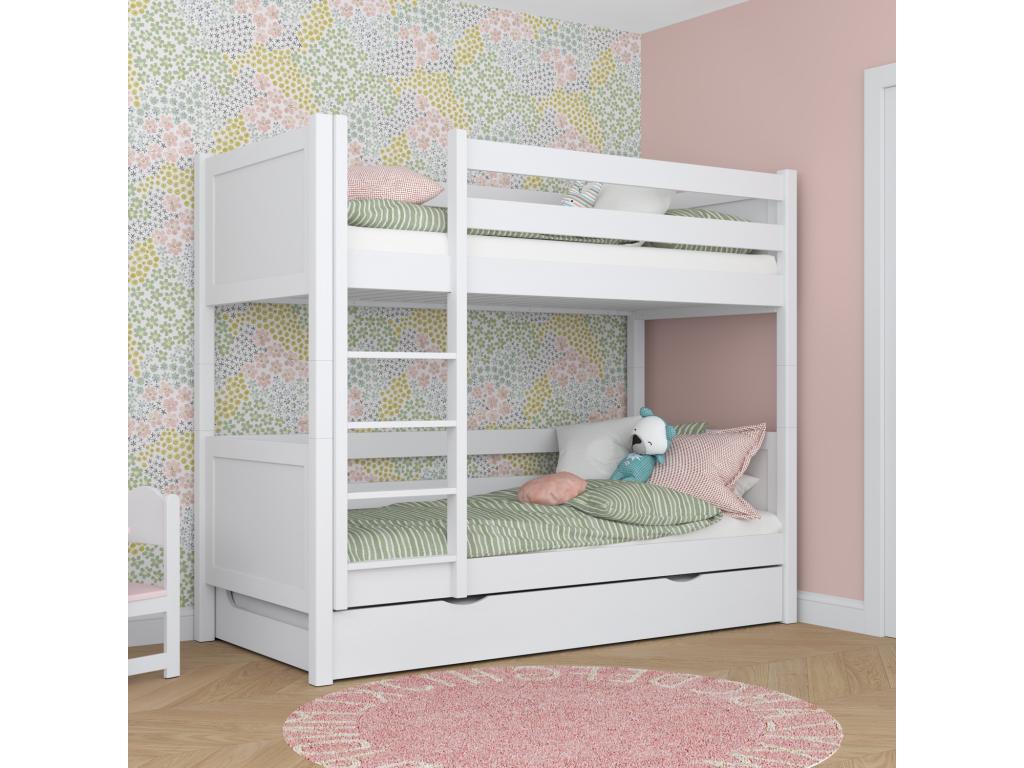 Wooden bunk bed - with drawer for mattress N02 White 80x200 ZNED87053