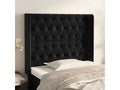 Headboard with wings, Black, 93x16x118/128 cm, Velvet