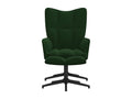 Relaxing chair with footstool, dark green velvet