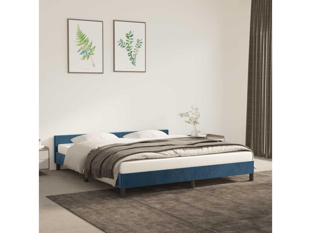 Dark blue velvet bed frame (mattress not included) 180x200 cm IQMY65868