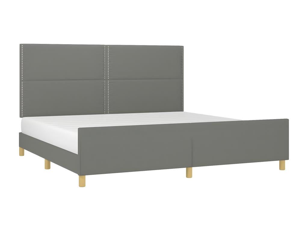 Dark grey bed frame without mattress, 200x200 cm, fabric JXWC19216