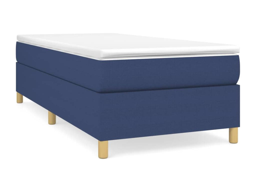 Upholstered bed base with mattress, blue, 80x200 cm, fabric DNXS44030