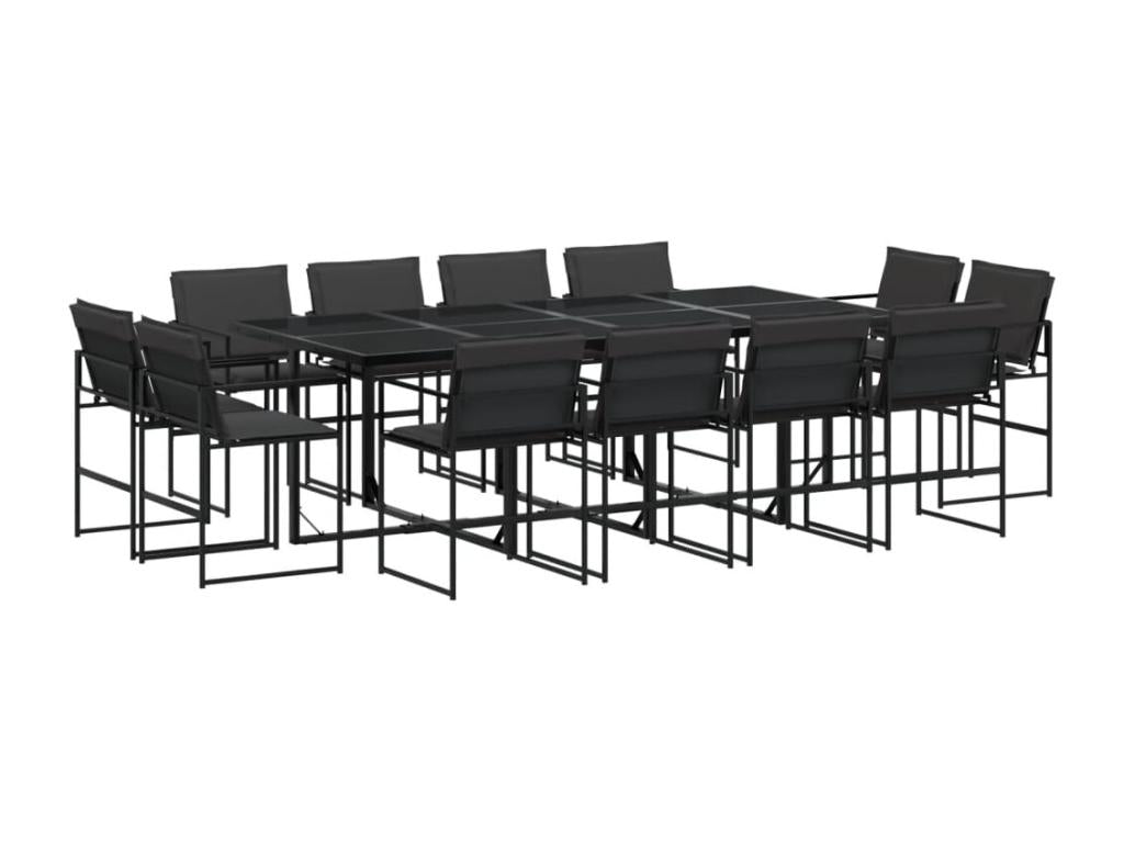 13-piece garden dining set with cushions, black textilene GUKJ09656