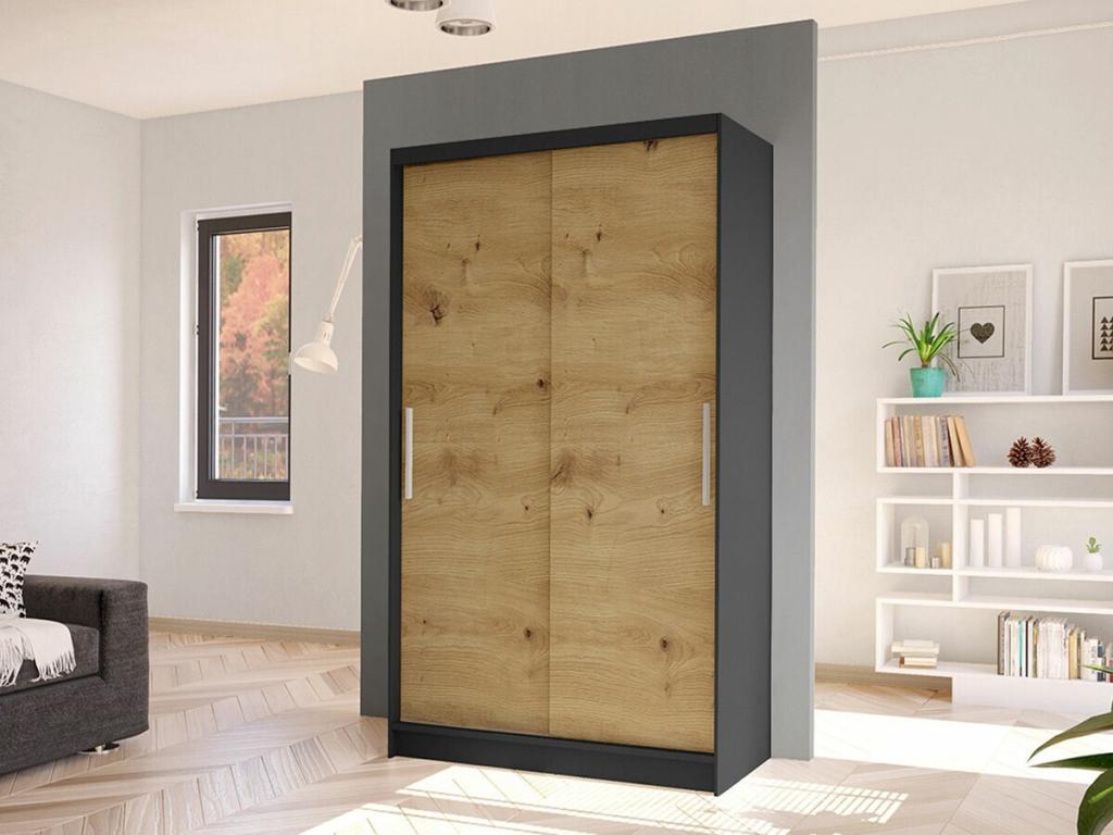 Domopure 162 Black Wardrobe - Domopure Oak 200x100x58cm Sliding Wardrobe Doors WFWJ71910