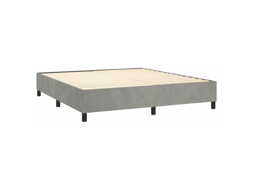 Meublori bed base with mattress and LED light grey 180x200