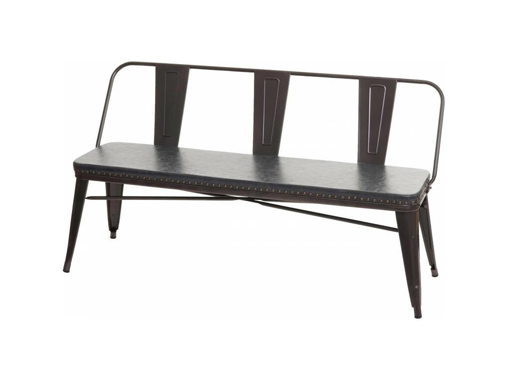 Domopure-H10 3-seater bench for dining room, Domopure industrial design, gastronomy style, faux leather - black-grey IYQQ41076