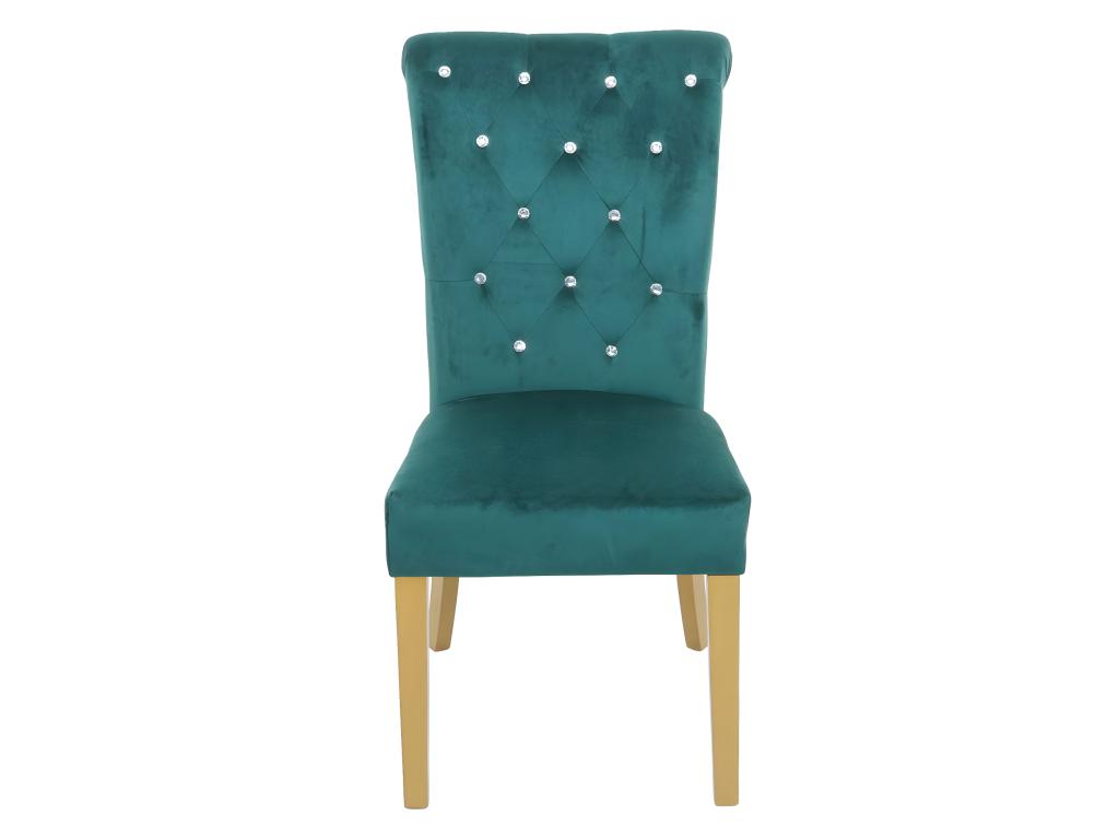 Domopure-D22 Dining Chair, Dark Green Rivets, Gold Legs, RGNV78140