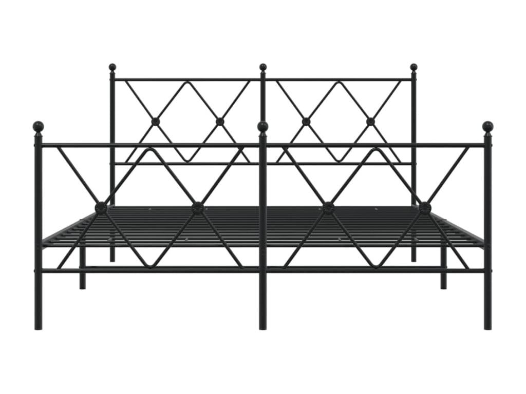Metal bed frame with headboard/footboard, black, 137x190 cm