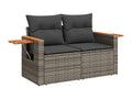 9-piece garden furniture set with grey resin wicker cushions RYYJ50293