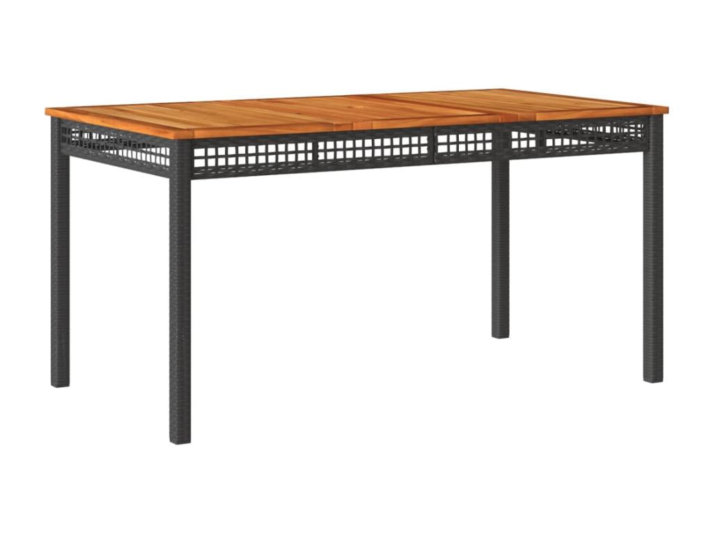 Domopure CPBV45614 Black Garden Table 140x80x75 cm Woven Resin and Wood