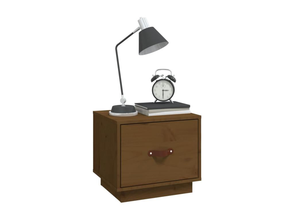 2-piece bedside tables, honey brown, 40x34x35cm, solid pine wood, ATEU43249