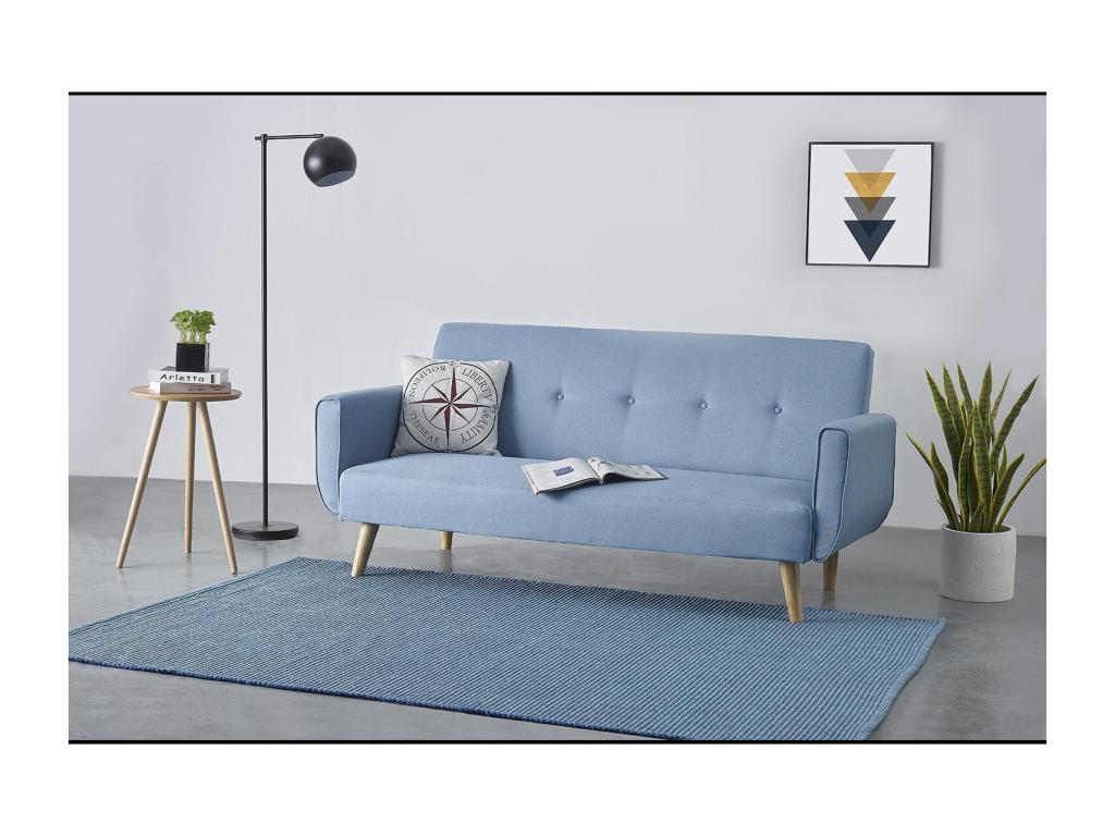 Chicyla GPST92820 3-seater Scandinavian convertible sofa in blue