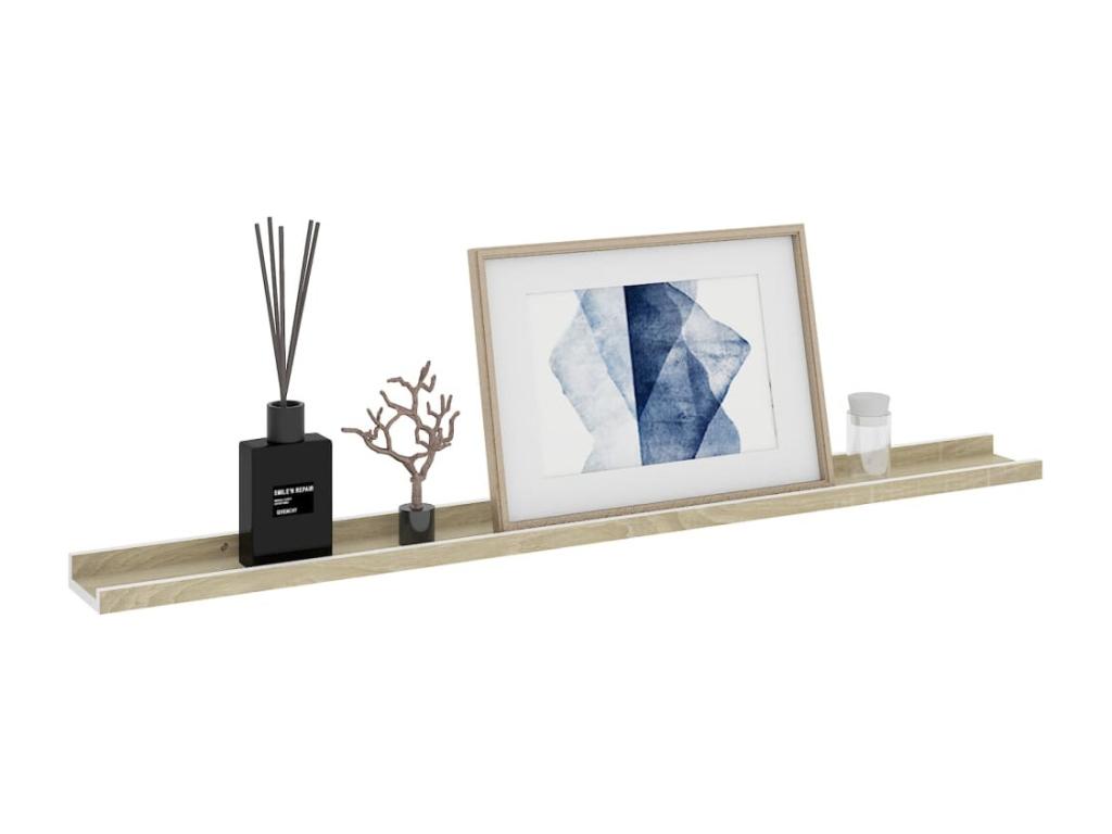 Domopure 2-piece wall shelves, white and oak, 100x9x3 cm AVJN07846