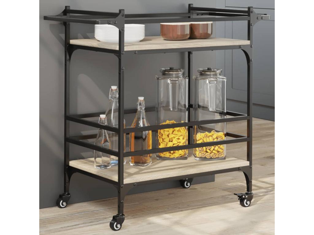 Domopure Oak Kitchen Trolley 82x40x78.5 cm Engineered Wood ZYKU34838