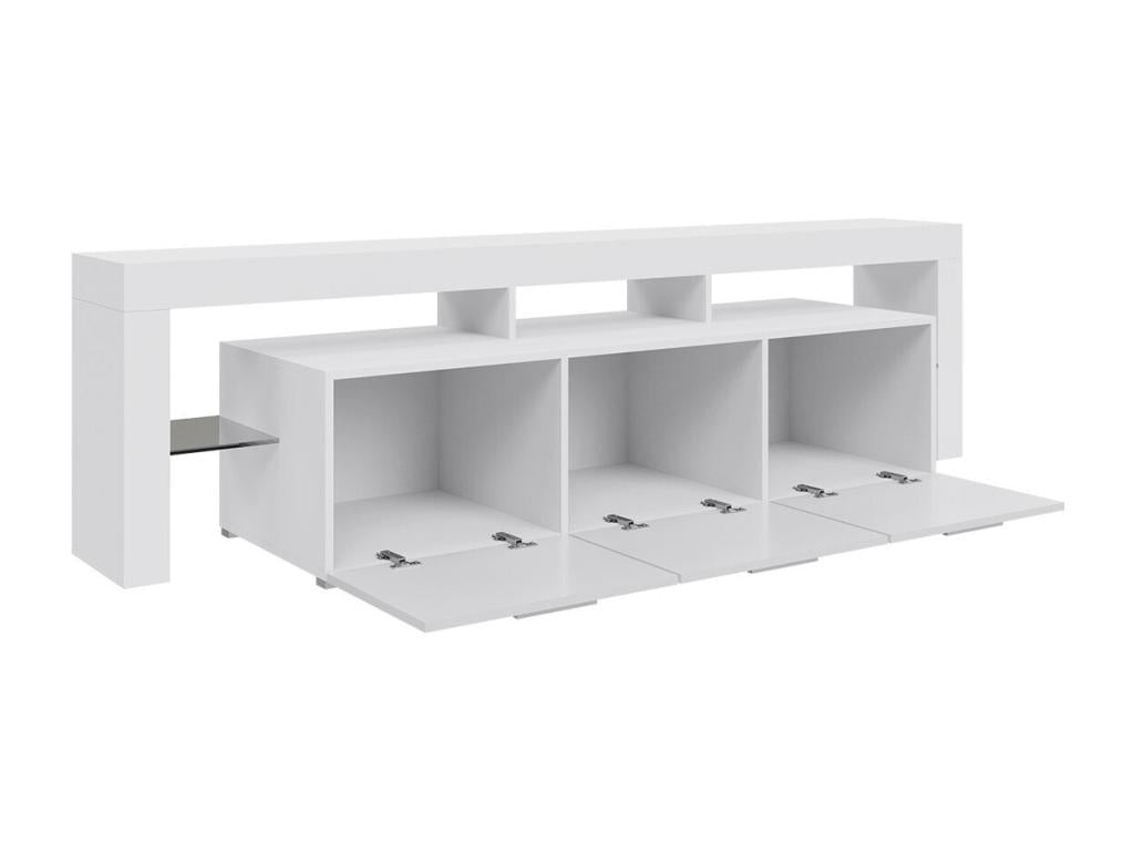 Domopure 103 TV Stand, Glossy Black - White, 3 Doors, 200x55x45cm, YXMW12402