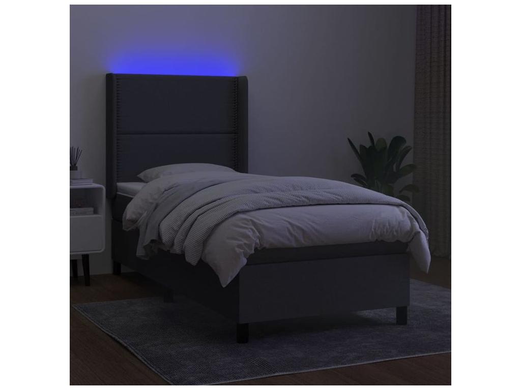 Domopure bed base with LED mattress, dark grey, 80x200 cm, fabric ZLBJ87458