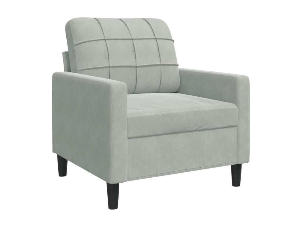 3-piece sofa set with cushions, light grey velvet AZES66519