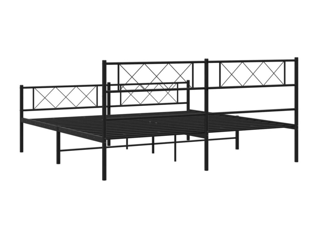 Metal bed frame with headboard/footboard, black, 200x200 cm, SYDI78909