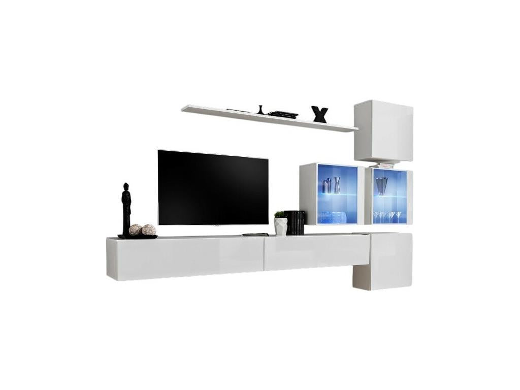 SWITCH XIX wall-mounted living room furniture set, glossy white design. SRFR26511