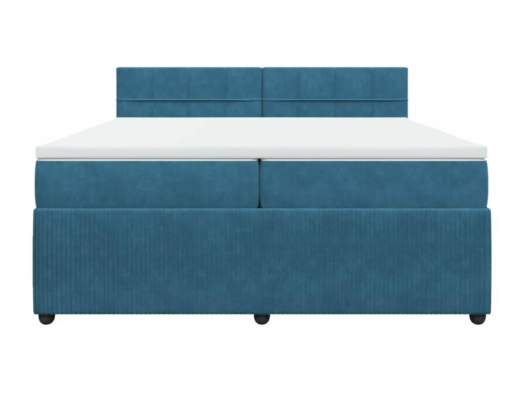 Chicyla bed base and mattress, blue, 200x200 cm, velvet, VRBS45835