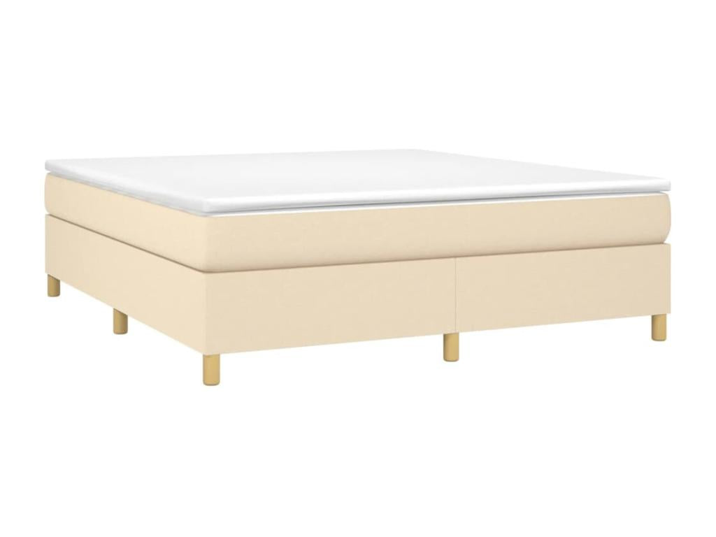 Upholstered bed base with mattress, Cream, 160x200 cm, Fabric RWQL90883