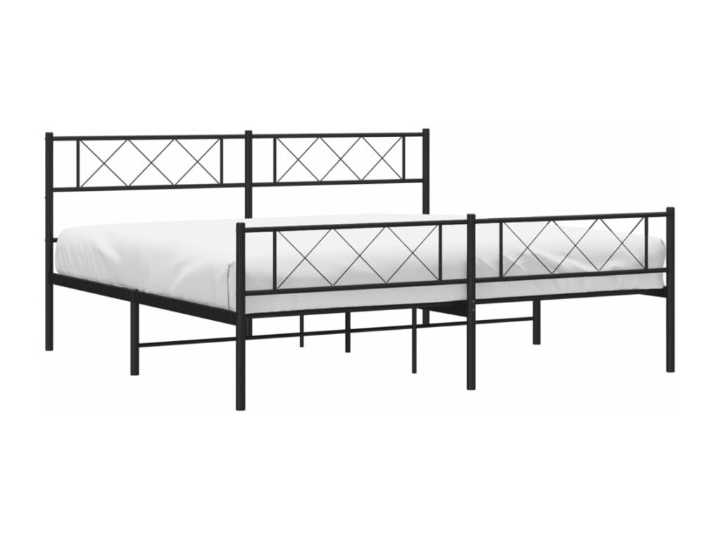 Metal bed frame with headboard/footboard, black, 200x200 cm, SYDI78909
