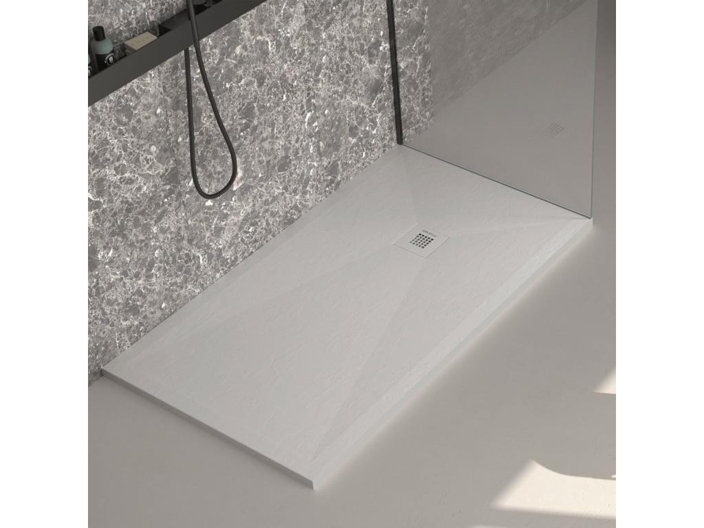 Chicyla Plus light grey slate finish shower tray with coloured grate - 120x90 cm HLYM90201