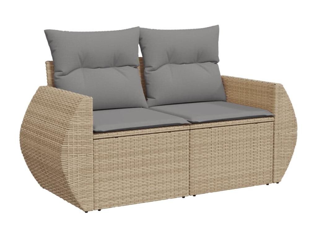 11-piece garden furniture set with beige resin wicker cushions DHJU74534