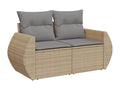 11-piece garden furniture set with beige resin wicker cushions DHJU74534
