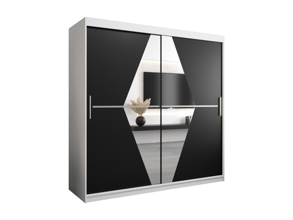 Meublori Sliding Door Wardrobe 200/200/62 2 Doors White/Black