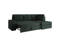 Meublori 3-seater right-hand corner sofa bed with storage in corduroy - Dark green - W246 x D174 x H96cm - Meublori