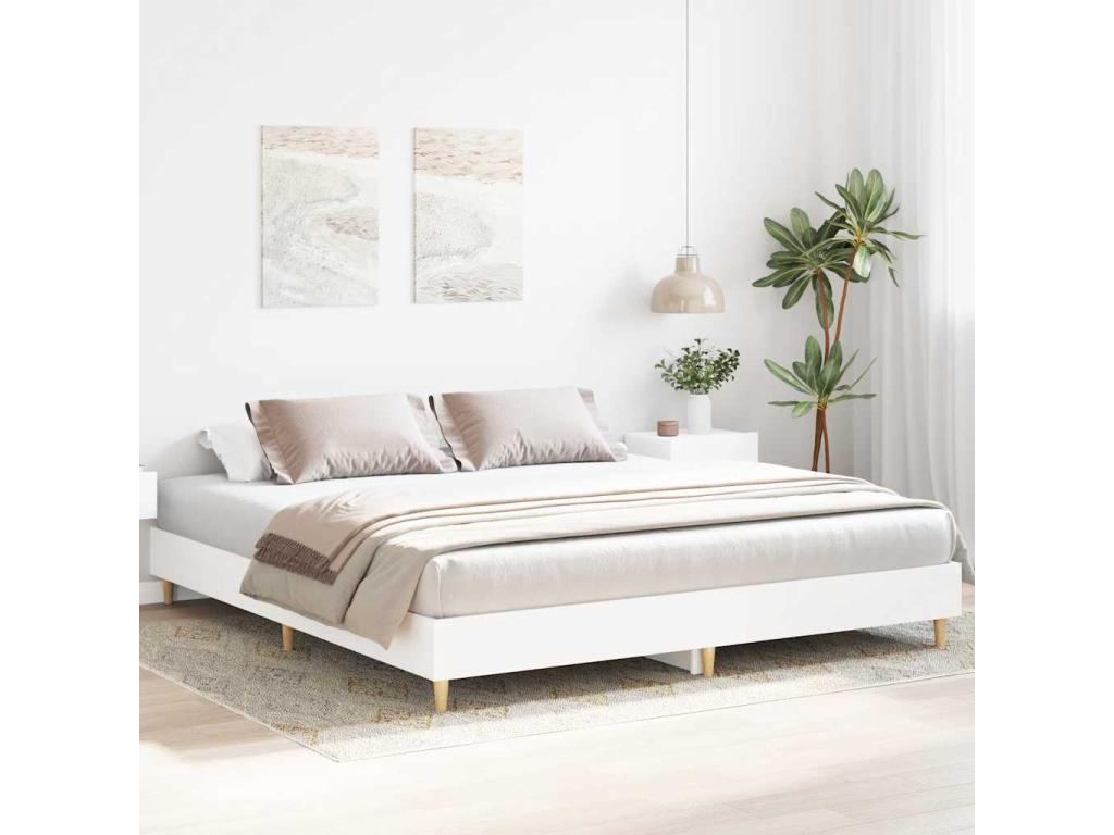 White engineered wood bed frame without mattress, 160x200 cm, YTED36025