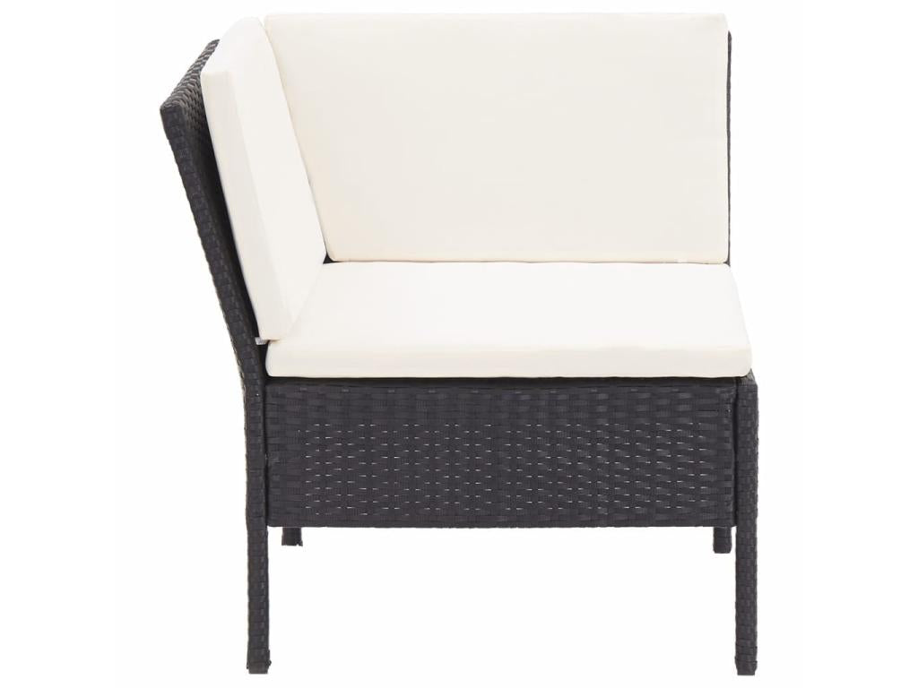 8-piece garden furniture set with cushions, black wicker resin, 52 QALB42686