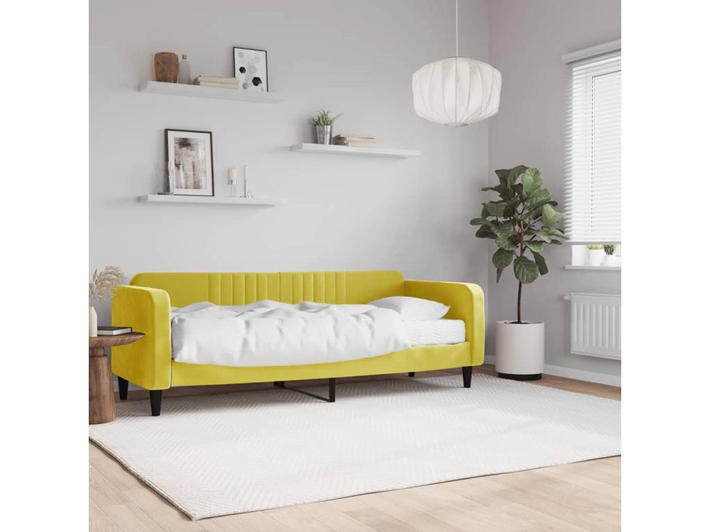 Daybed with yellow 80x200 cm velvet mattress SGKR32972