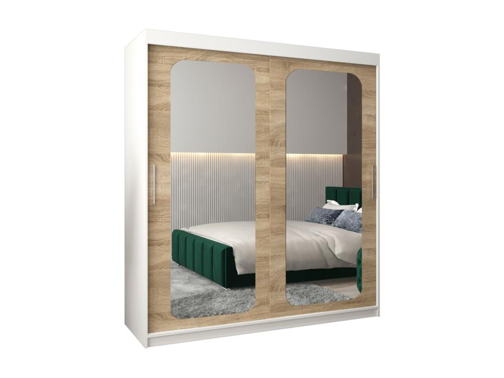 Meublori T3 Sliding Door Wardrobe 200/180/62 2 Doors White/Meublori