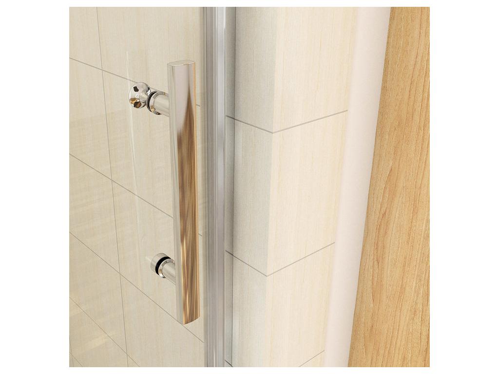 Pivoting shower door in 6mm tempered glass with anti-limescale coating, 110cm shower door with 1 fixed panel, Height 197cm CABW94842