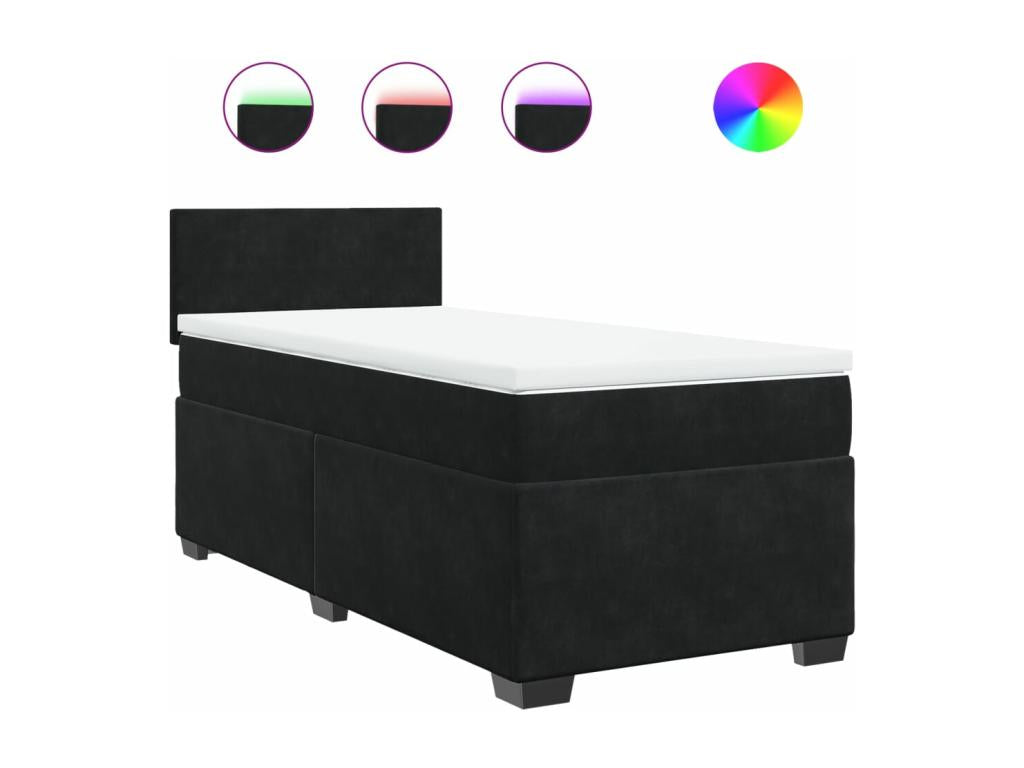 Domopure bed base and mattress, black, 80x200 cm, velvet, IREW85709