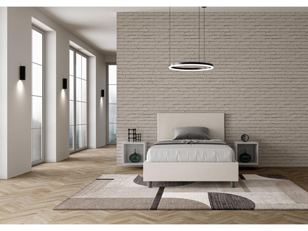 Chicyla ETVV35540 1.5-person bed with upholstered slatted base 120x210 white faux leather