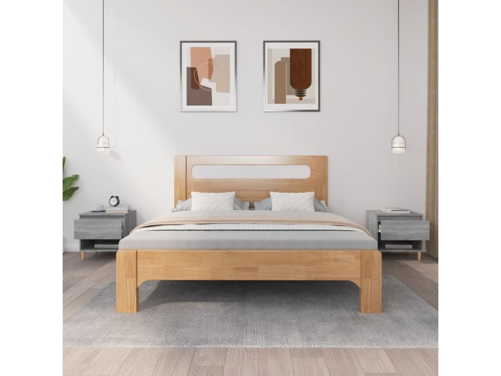 Meublori 2-piece bedside tables, grey, 50x46x50cm, engineered wood