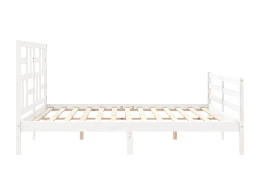 Bed frame with white headboard 200x200 solid wood HBDN25209