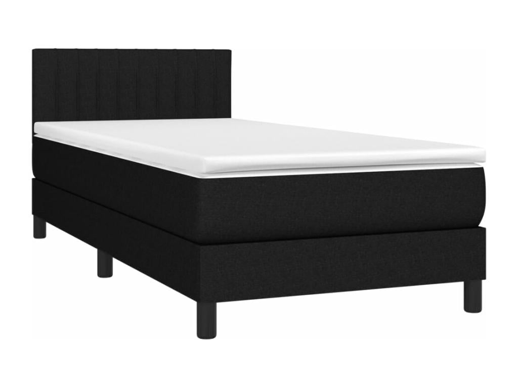 Chicyla bed base with mattress and LED, black, 90x200cm, fabric, FSZC68459