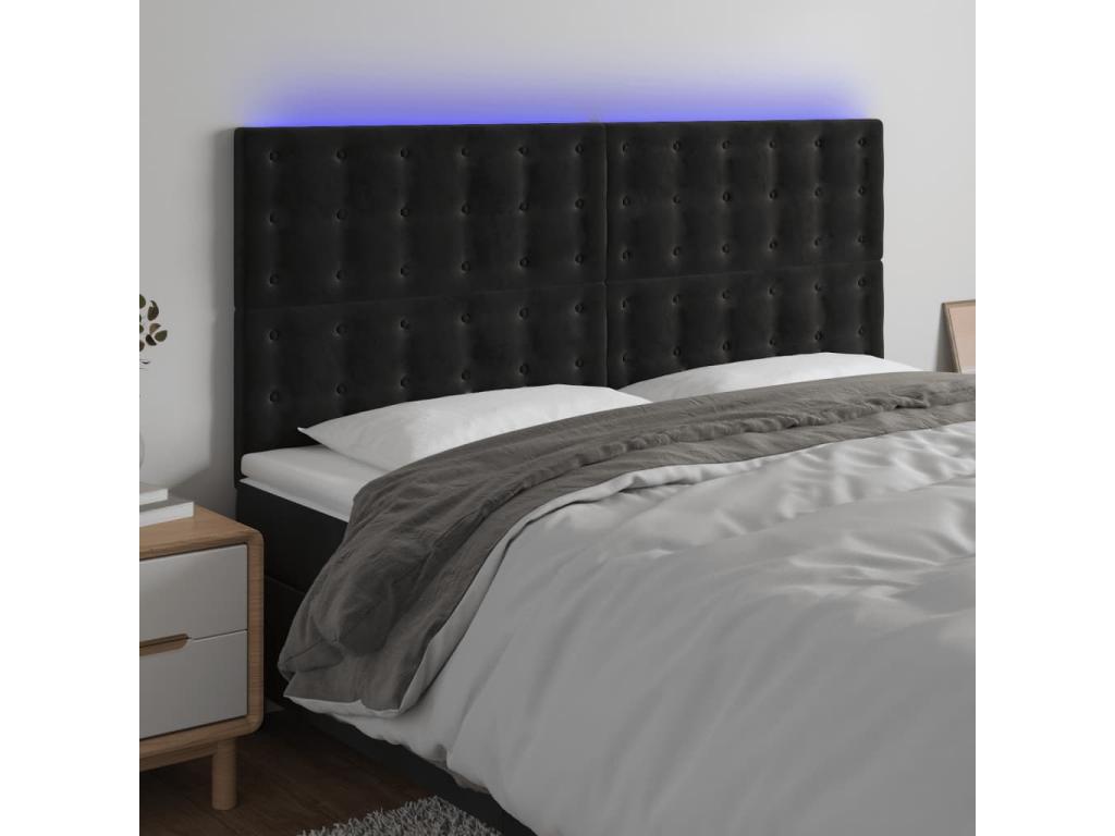 Black LED Headboard 180x5x118/128 cm Velvet WVCS18187