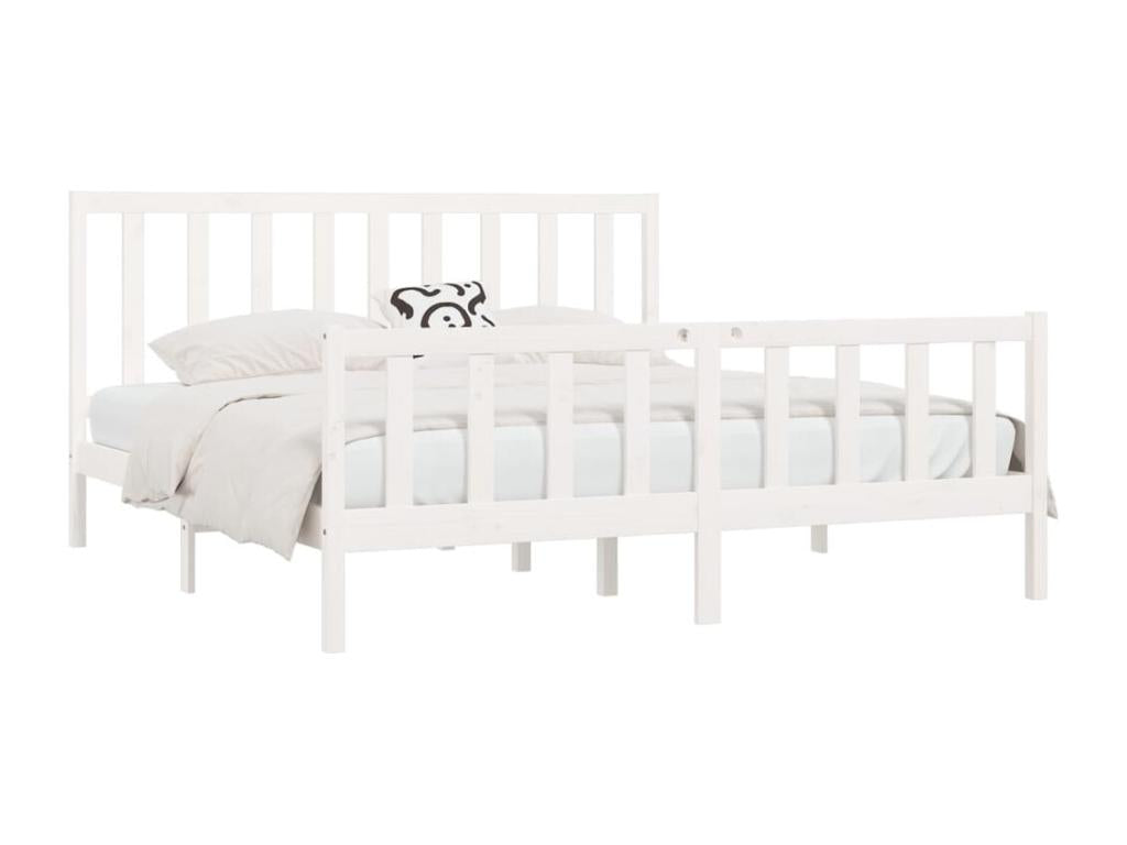 White Solid Wood Bed Frame 200x200 cm LQQH71512