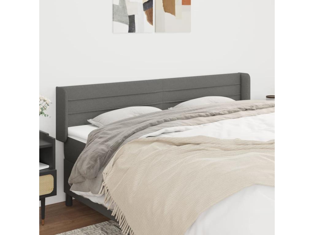Headboard with wings, Dark Grey, 183x16x78/88 cm, Fabric, EOUP53481