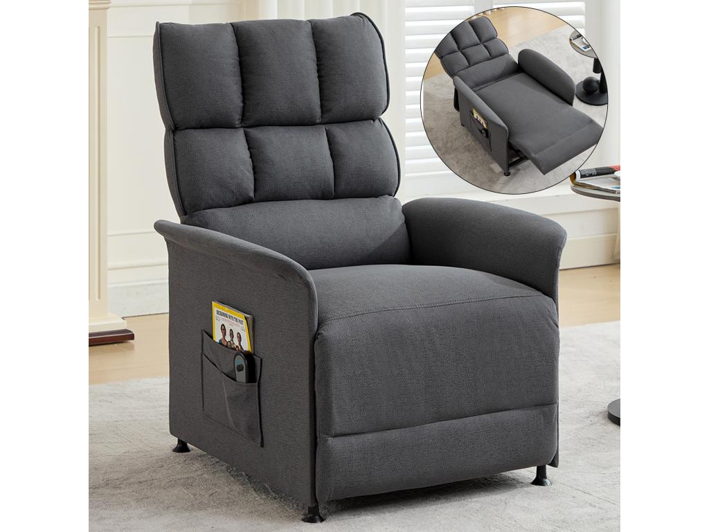 Electric armchair with remote control - with storage bag - Grey