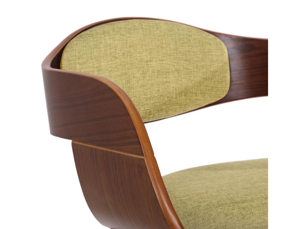 Set of 2 chairs with armrests - Fabric / Walnut - Walnut / Light Green - Chicyla XWUR27350